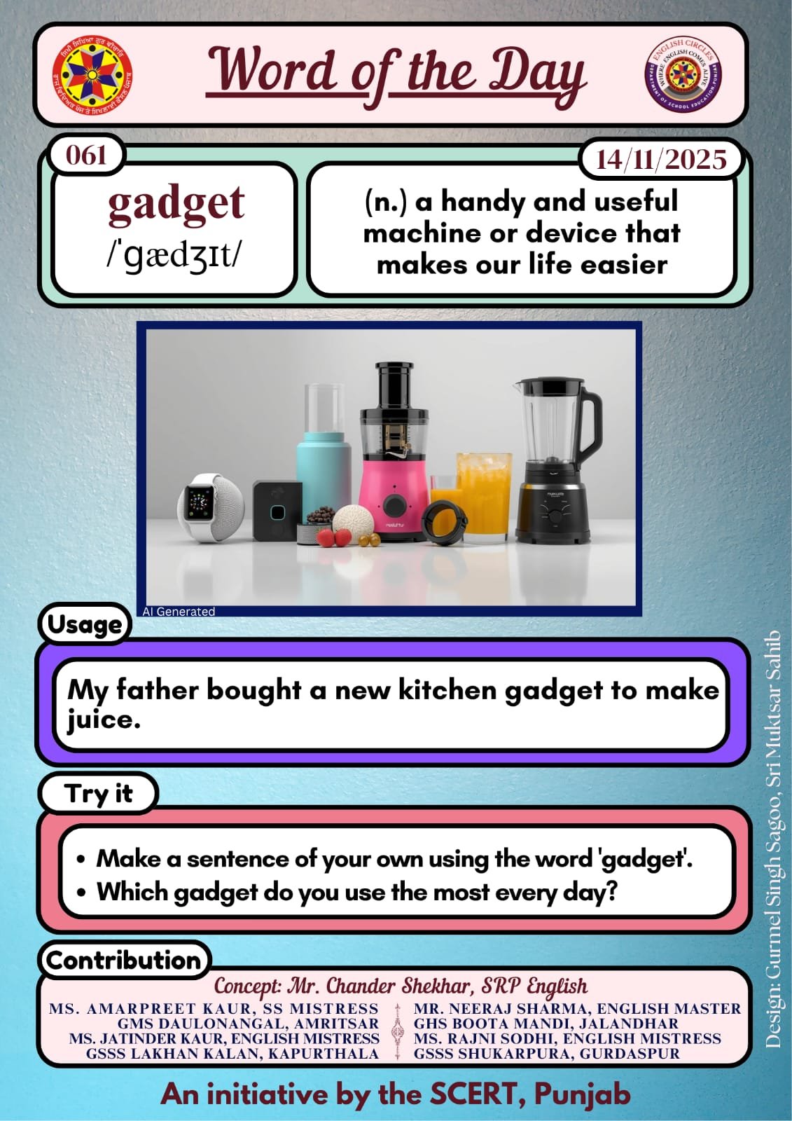 Gadget word of the day PSEB