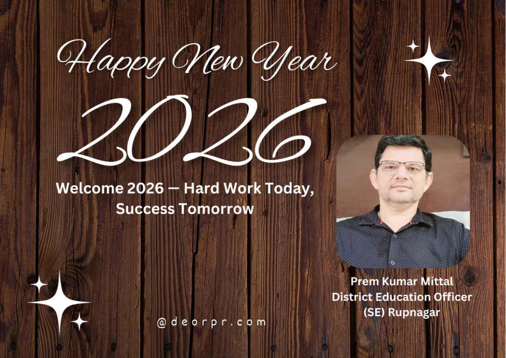 New Year 2026 Greetings from Prem Kumar Mittal, DEO Rupnagar, to Students and Teachers