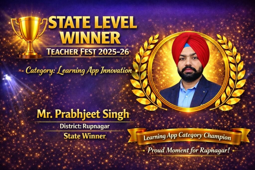 State-Level Teacher Fest: Rupnagar Teacher Prabhjeet Singh Wins First Prize in Learning App Category