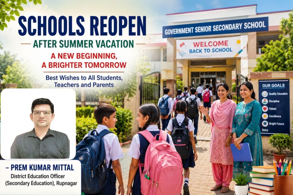 Schools Reopen Tomorrow DEO Prem Kumar Mittal Extends Best Wishes to Students, Teachers and Parents