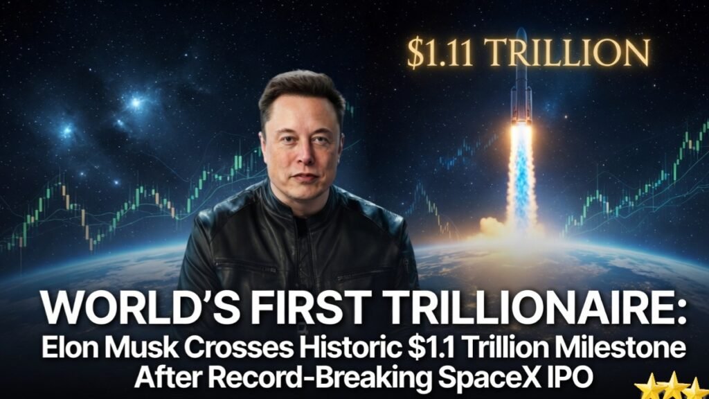 WORLD’S FIRST TRILLIONAIRE: Elon Musk Crosses Historic $1.1 Trillion Milestone After Record-Breaking SpaceX IPO
