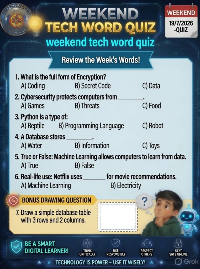 Weekend quiz, tech Word of the day