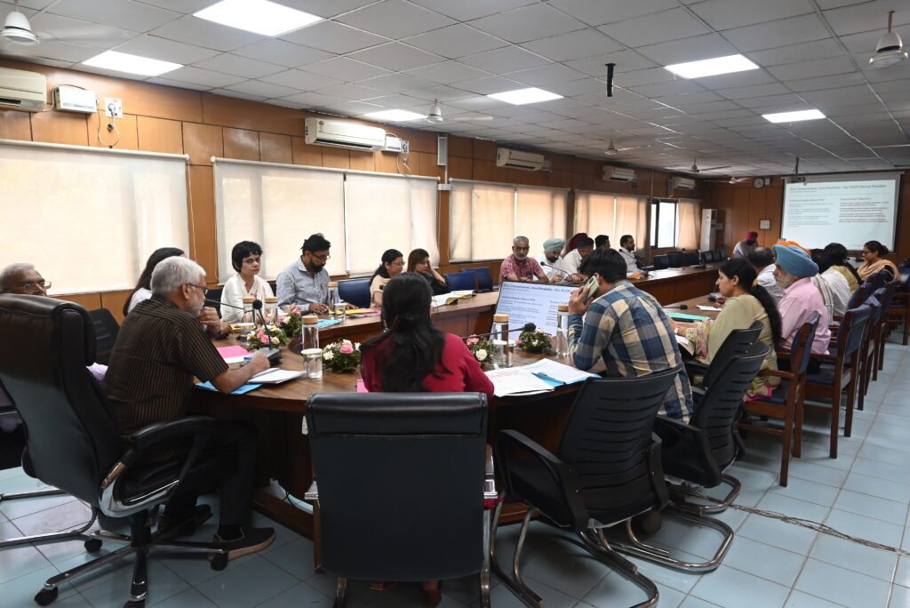 Leprosy Elimination Requires Joint Efforts and Inter-Departmental Coordination Dr. Pradeepta Kumar Naik, Additional Deputy Commissioner (G) Chandrajyoti Singh, Assistant Commissioner (G) Sachin Pathak, Civil Surgeon Dr. Bobby Gulati and Deputy Medical Commissioner Dr. Urmil Garg during the meeting on leprosy elimination efforts.