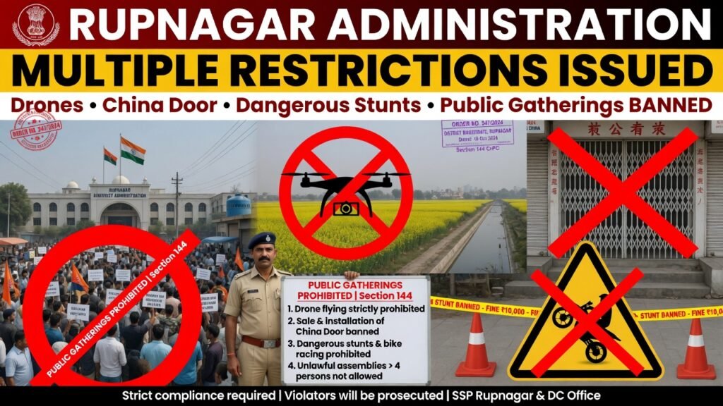 Rupnagar Administration Issues Multiple Restrictions on Drones, China Door, Dangerous Stunts and Public Gatherings make featured image